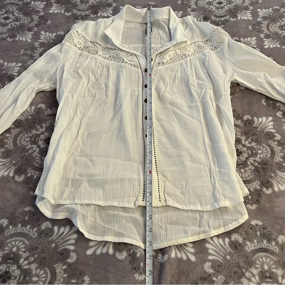 American Rag White Collared Sheer Button Up - Picture 7 of 7